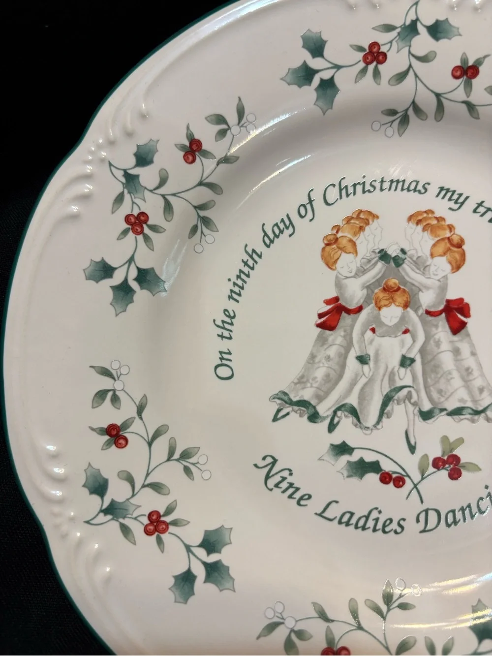 Pfaltzgraff Nine Ladies Dancing 8” plate #9 of 12 Days of Christmas series